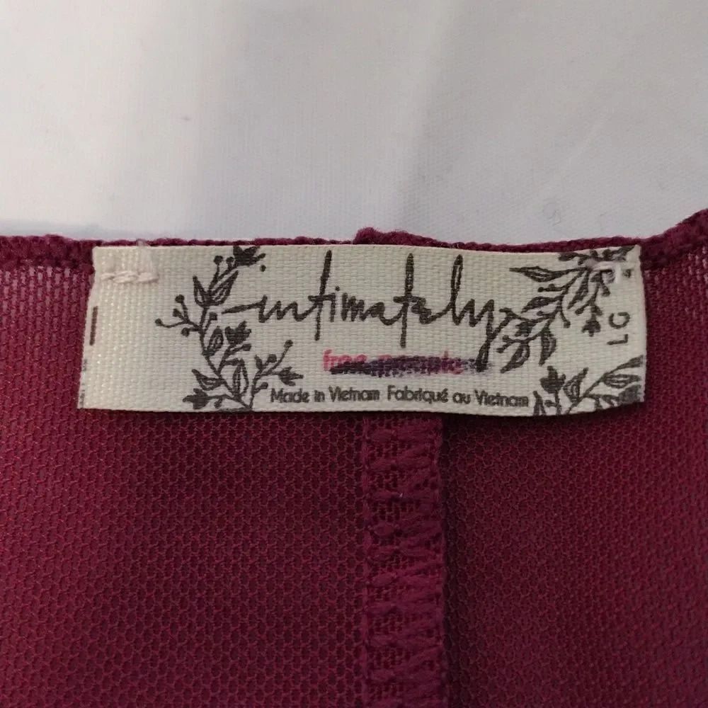 Free People Garnet Countdown Flocked Velvet Long Sleeve Top Large NWOT - Picture 13 of 16